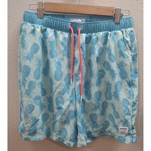 Mosmann Australia Swim Trunks Mens Size Large Blue Pineapple A3